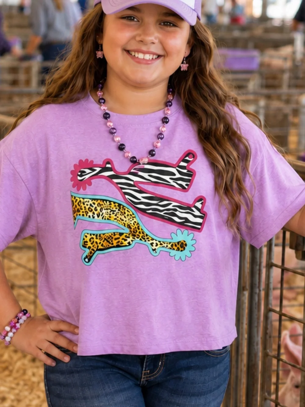 Custom Girls Lilac Short Sleeve Graphic Crop Tee from Old Navy size 18